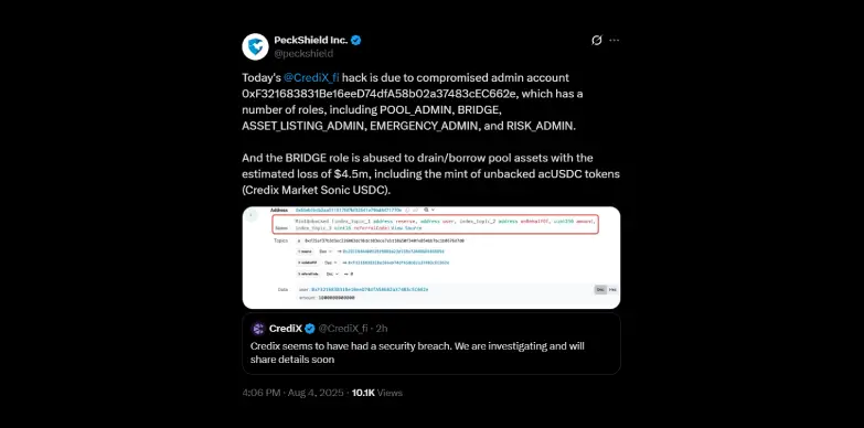 PeckShield highlights the CrediX Exploit