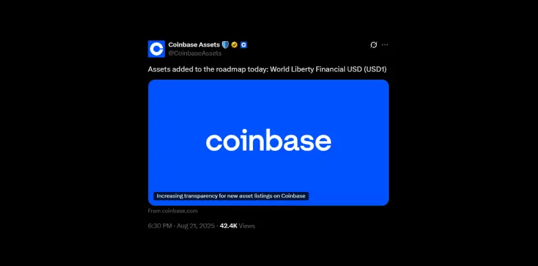 Coinbase adds World Liberty Financial USD to its listing roadmap