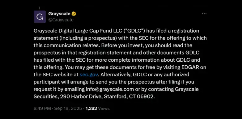 Grayscale files SEC registration for Digital Large Cap Fund