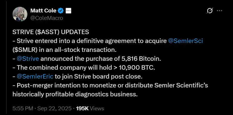 Matt Cole, CEO at Strive shares the shares recent updates