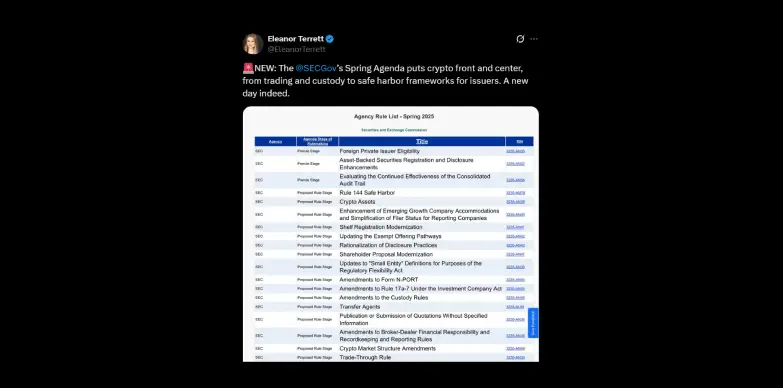 SEC releases Spring 2025 Agenda