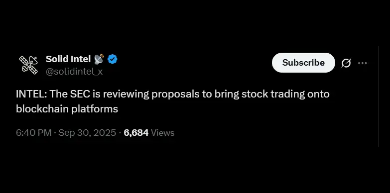 Solid Intel reports SEC reviewing proposal to bring stock trading onto blockchain platforms